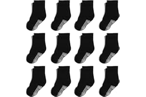 Aroveea Non Slip Grip Ankle Baby Socks 12 Pack for Toddler Boys and Girls Kids Socks,Infant Cute Cotton Baby Socks