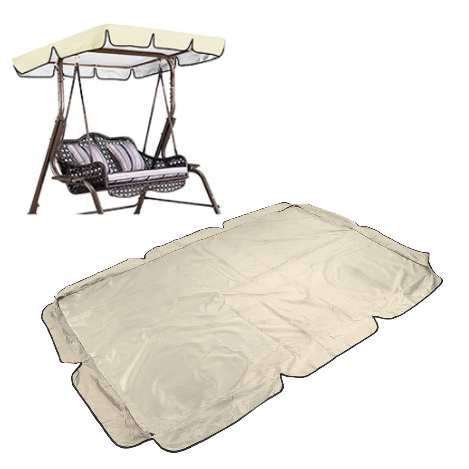 TITA-DONG Swing Canopy Replacement Cover, 600D Silver Coated Oxford Fabric Replacement Canopy Top Cover, Waterproof Replacement Canopy for Patio Yard Seat(Beige)