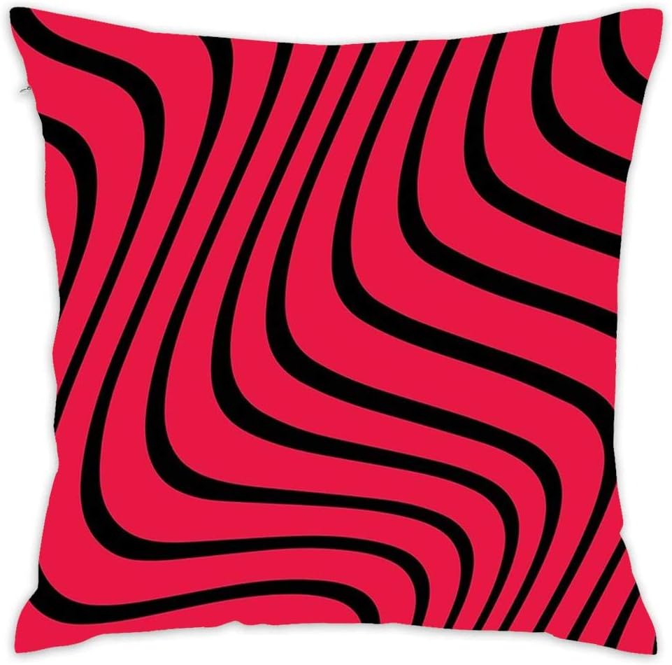 Asefcnxkjii Psychedelic Red amp Black Pewdiepie Wave Pattern Cotton Cushion Cover Decorative Throw Pillow Cover for Living Room 18 x 18 Inch