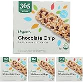 365 by Whole Foods Market, Organic Chocolate Chip Chewy Granola Bars, 8 Count (Pack of 4)
