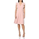 Tommy Hilfiger Womens Short Flutter Sleeve Faux Wrap Dress