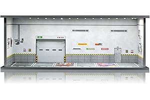 Saichotoy Display Case for Hot Wheels: Stackable Parking Garage for 1/64 Scale Matchbox Toy Car, Foamboard Storage for Monster Trucks with LED Light and Acrylic Cover, Depot
