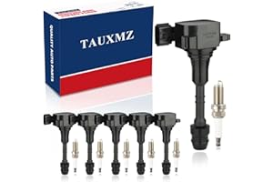 TAUXMZ Ignition Coil Pack UF349 and Iridium Spark Plugs 6376 Replacement for Nissan Quest Maxima Altima Frontier Murano Pathfinder Xterra INFINITI QX4 I35 V6 3.5L 4.0L (Set of 6)