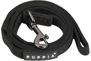 PUPPIA Two Tone Dog Lead Strong Durable Comfortable Grip Walking Training Leash for Small & Medium Dog, Black, Medium