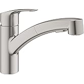 GROHE 30306DC1 Eurosmart Dual Spray Pull-Out Kitchen Faucet with Sprayer, 1.75 GPM, Supersteel (Stainless Steel)