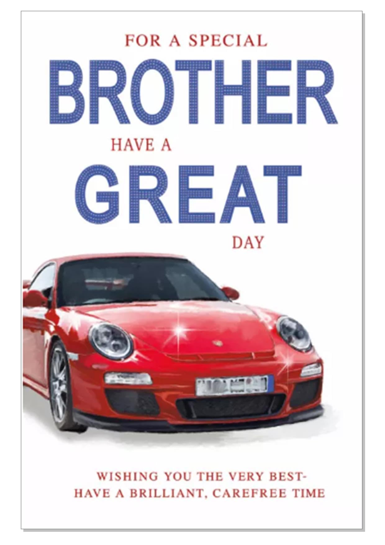 Brother Birthday Card - Sport Car - Size: 23cm x 15.5cm (9"x6") Male Mens IT51