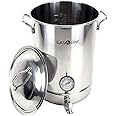 GasOne 8 Gallon Stainless Steel Home Brew Kettle Pot Pre Drilled 4 PC Set 32 Quart Tri Ply Bottom for Beer Brewing Includes S