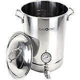 GasOne 8 Gallon Stainless Steel Home Brew Kettle Pot Pre Drilled 4 PC Set 32 Quart Tri Ply Bottom for Beer Brewing Includes S