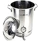 GasOne 8 Gallon Stainless Steel Home Brew Kettle Pot Pre Drilled 4 PC Set 32 Quart Tri Ply Bottom for Beer Brewing…