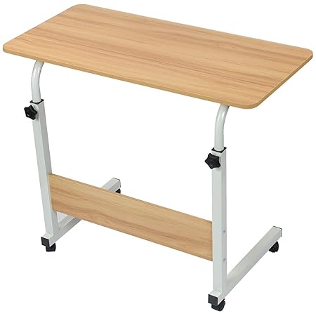 Cubix Mobile Bedside Table End Rolling Laptop Stand Height Adjustable Computer Table Study Desk with 4 Wheels for Bed Sofa Hospital Reading Eating