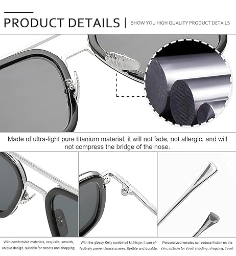 SHEEN KELLY Retro Square Spider Man Edith Glasses Tony Stark - Main Image