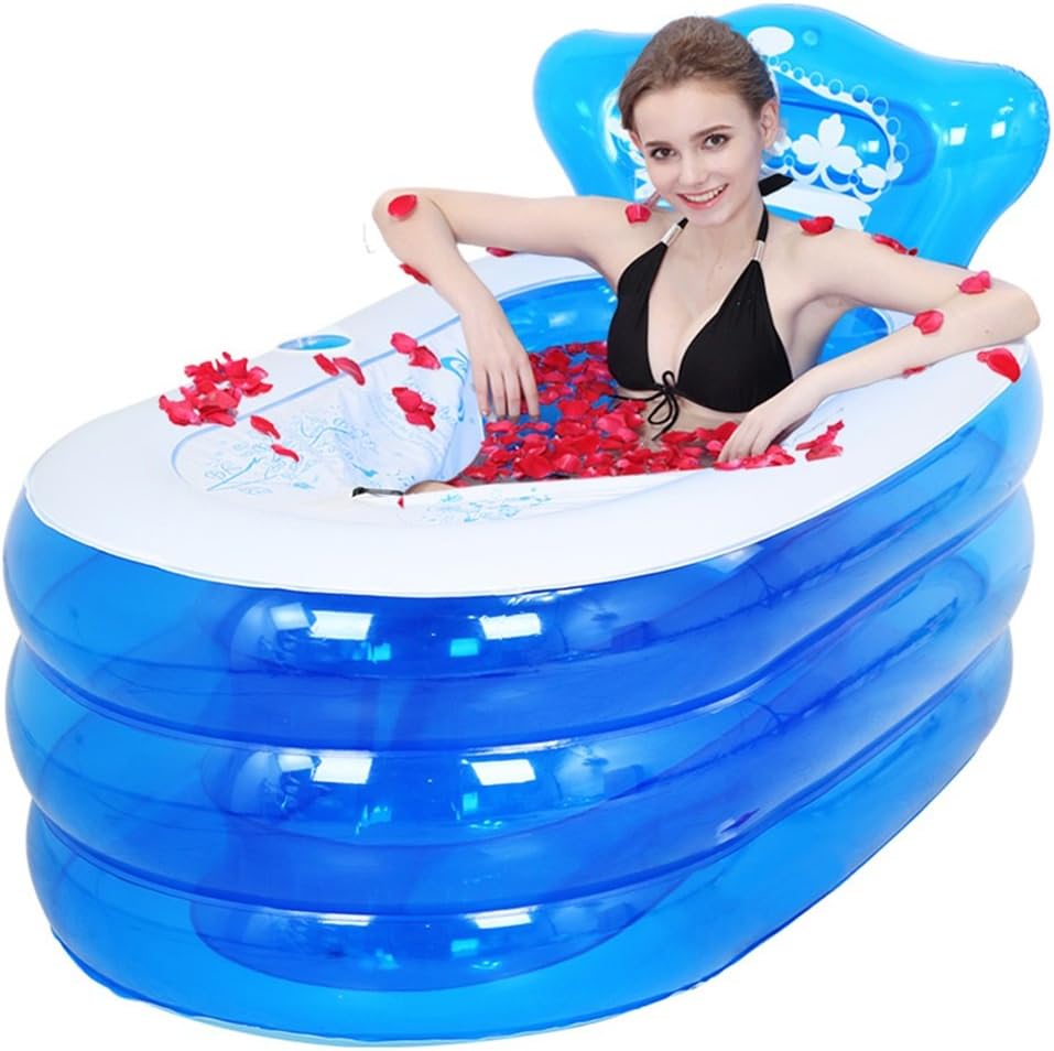 Inflatable bathtub Padded adult bathtub Folding bath tub Children's bath Plastic bath bucket Green material Cotton at the bottom ( Color : Blue , Size : 160*90*75cm )