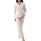 TSUTSUKO Women Pajama Sets, 2 Piece 100% Cotton Pajamas Set, Double Gauze Superior Comfort Feel, Long Sleeve Sleepwear