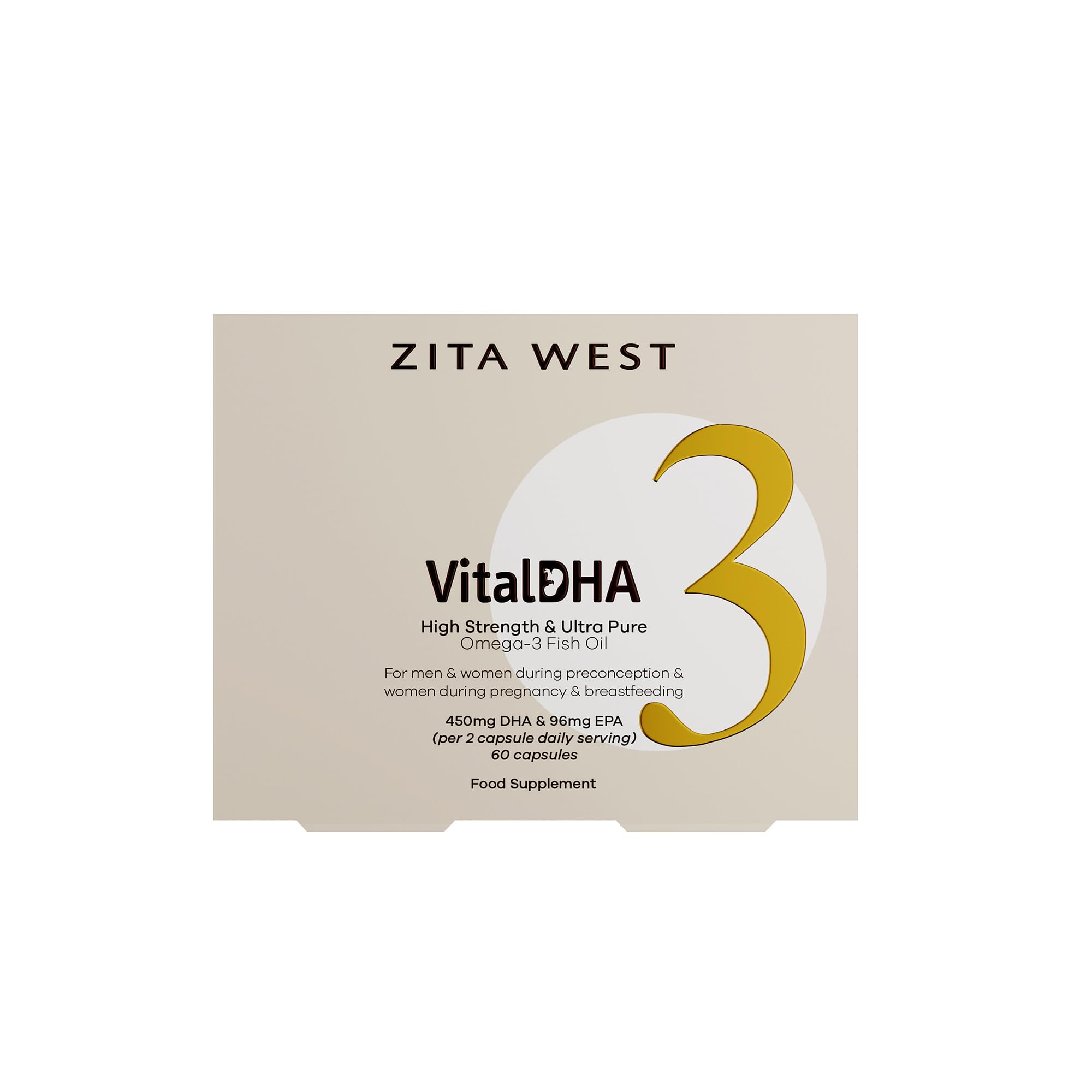 Zita West Vital DHA with Omega 3 for Fertility, Pregnancy and Breastfeeding | (60 Capsules 1 Month Supply)
