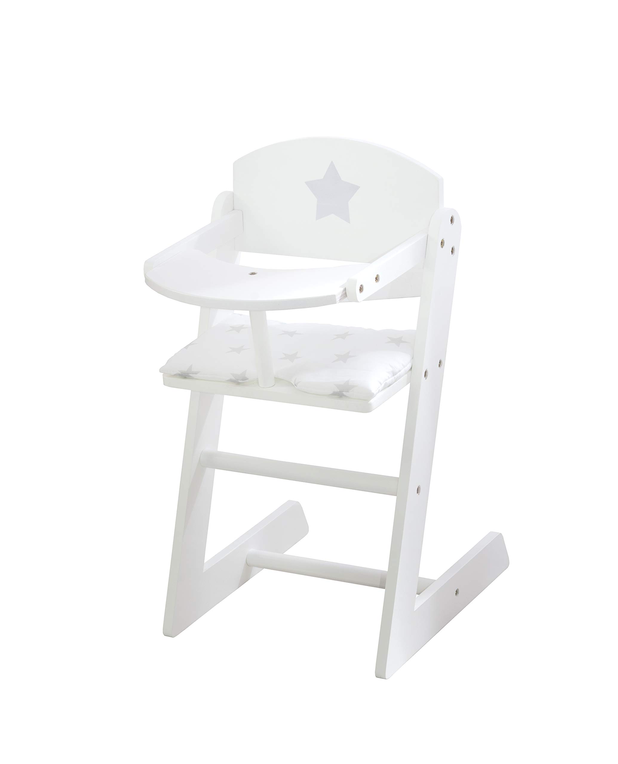 roba Doll High Chair from The 'Stella' Doll Furniture Series, White Wooden Doll Chair for Baby Dolls