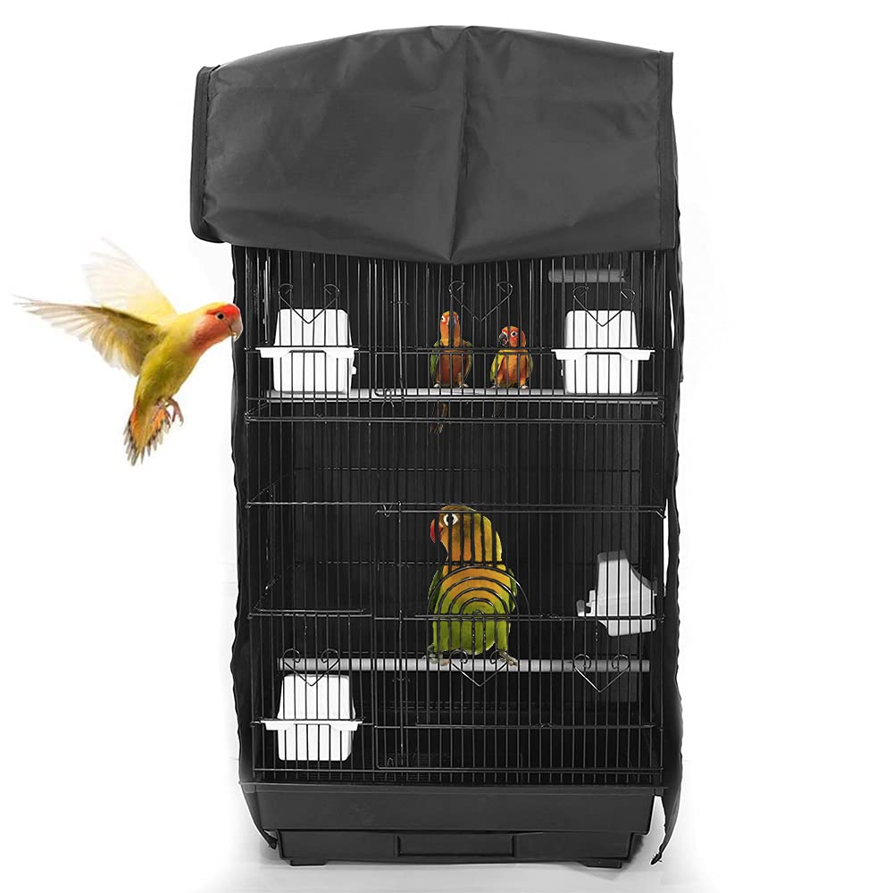ASOCEA Extra Large Bird Parrot Cage Cover Good Night Birdcage Cover Universal Blackout for Parakeets Budgies Macaw Conure Square Cages - Black