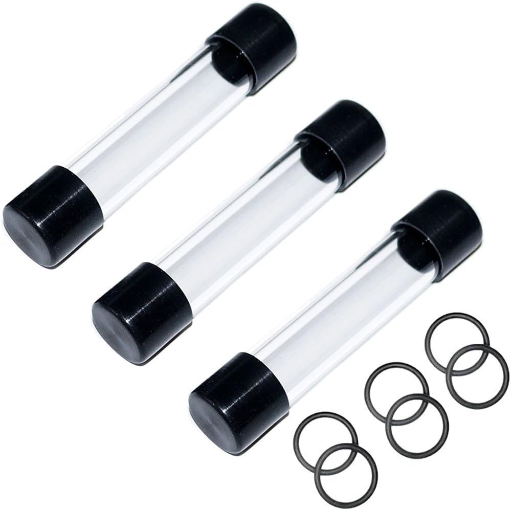 Twisty Pipes Replacement£¬3 x Twisty Glass Tubes with Rubber Caps and 6x O-Ring