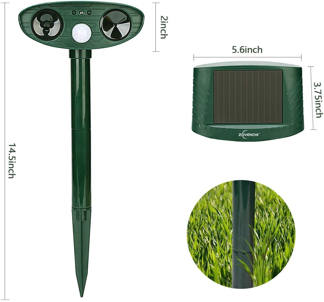 Solar Animal Repeller, Outdoor Motion Detector& Flashing Light, Dog, Cat Repellent, Squirrel, Raccoon, Skunk, Rat, Mole, Deer, Rabbit : Garden & Outdoor