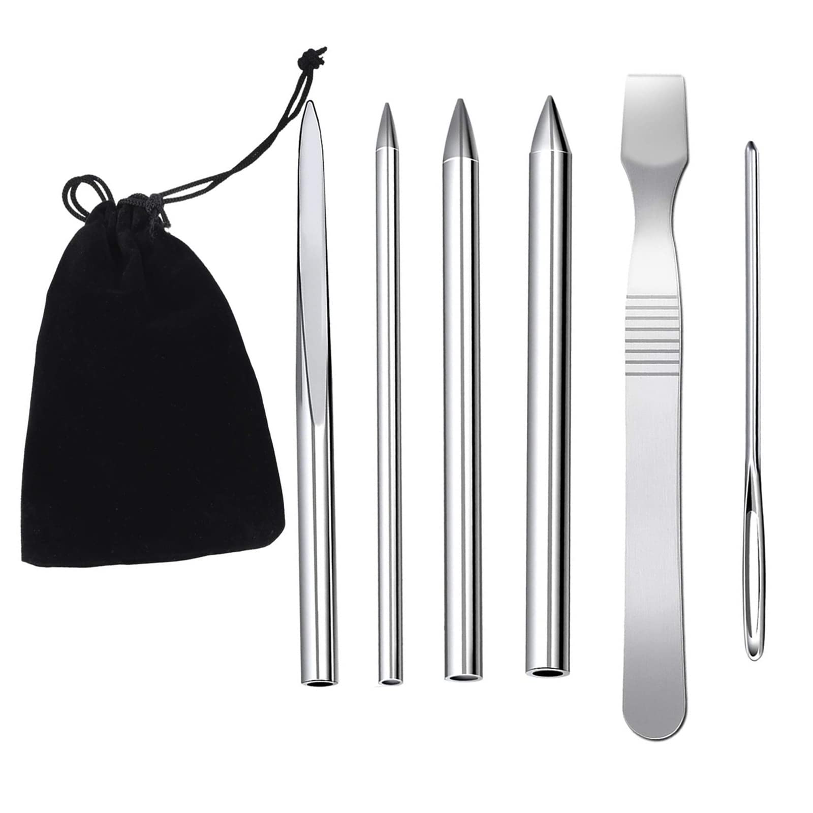 WUDQIJI Stainless Steel Paracord Needle 6-Piece Paracord Lace Stitch Needle Paracord FID Needle Paracord FID Lacing Pins Paracord Lacing Needles with FID Set Fabric Bag for Crafts and Sewing