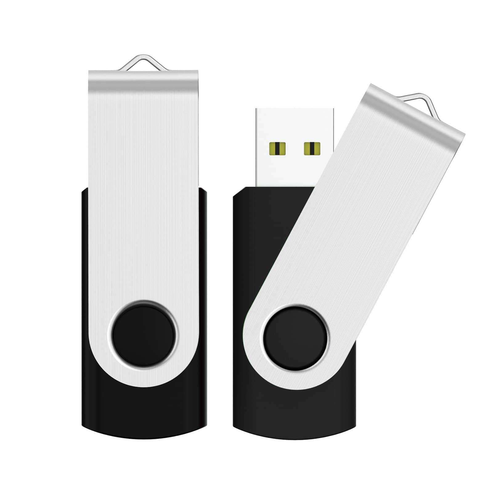 Photo 1 of JUANWE 128GB Flash Drive 2 PCS, 2.0 Thumb Drive USB Drives Pendrive for File Storage Data Transfer, High Capacity Zip Drive Portable USB Storage Flashdrives 360° Swivel Cap, Jump Drive 128G×2 Black