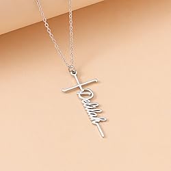 Lcherry Delilah Name Cross Necklace Personalized