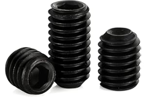 KVOHLUM 50 PCS #8-32 x 1/8" Set Screws, Internal Hex Head Allen Drive Cup Point Screws with Hex Key Wrench, Black 10.9 Alloy Steel