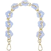 uxcell 15.7" Acrylic Chain Strap, Flower Chunky Purse Extension Decorative Short Chain, Women Bag Charm Replacement for Handbag, Wallet, Crossbody Shoulder Bags, Sky Blue