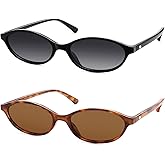 HERJOUR Polarized Retro Oval Sunglasses for Women Men 90s 80s Narrow Cat Eye Sun Glasses Y2K AR82382