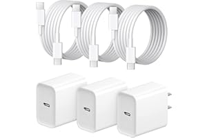 COREYKIN iPhone 17 16 15 Charger Fast Charging 3+3Pack 20W USB C Wall Charger with 6FT Fast Charging Cable Compatible with iPhone 17/17 Air/17 Pro/17 Pro Max/iPhone 16/15 Series, iPad Pro/AirPods