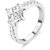 Boieiyftrp 2CT Moissanite Engagement Ring for Women,D Color VVS1 doubel band Princess Cut Solitaire S925 Sterling Silver Plated 18k White Gold Wedding Promise Anniversary Ring
