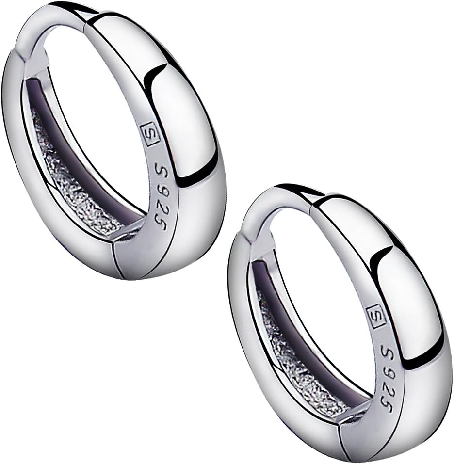 Meyiert Women Fashion Jewelry 925 Sterling Silver Round Smooth Simple Hoop Stud Earrings for Girls