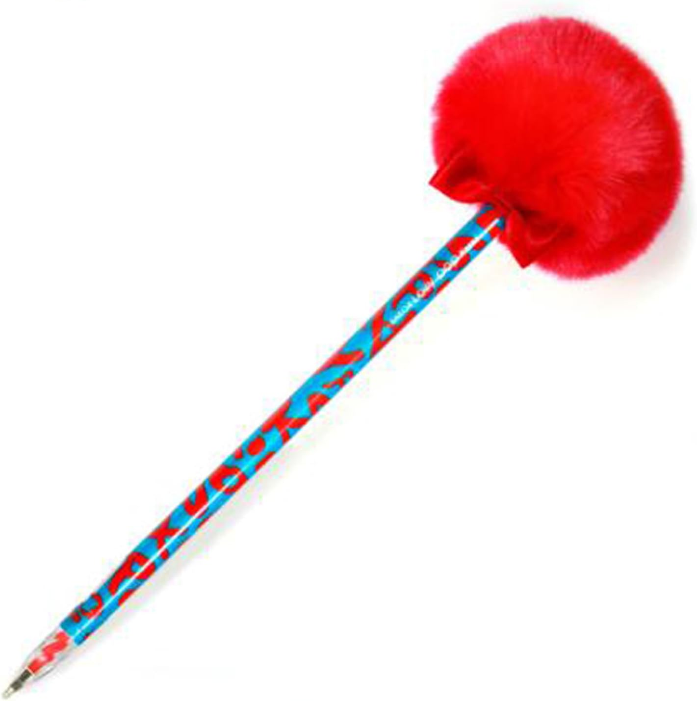 Sakox Lollypop Pompom Ballpoint Pen Afro Fluffy Stylish Sakox Grafiti Shagall 7.8" Red