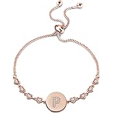 WUSUANED Rose Gold Initial Bracelet Letter Bracelet Adjustable Chain Bracelet Personalized Jewelry For Women
