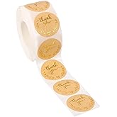 PATIKIL 500Pcs Thank You Stickers, 1" Round Self-Adhesive Labels Small Thank You Stickers Roll for Small Business Sealing Box Envelope, Thank You Style9