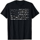 Grey Vintage Camo American Flag T-Shirt Small