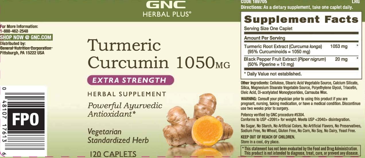 GNC Herbal Plus Turmeric Curcumin 1000mg Extra Strength, 120 Caplets, Provides Antioxidant Support: Health & Personal Care