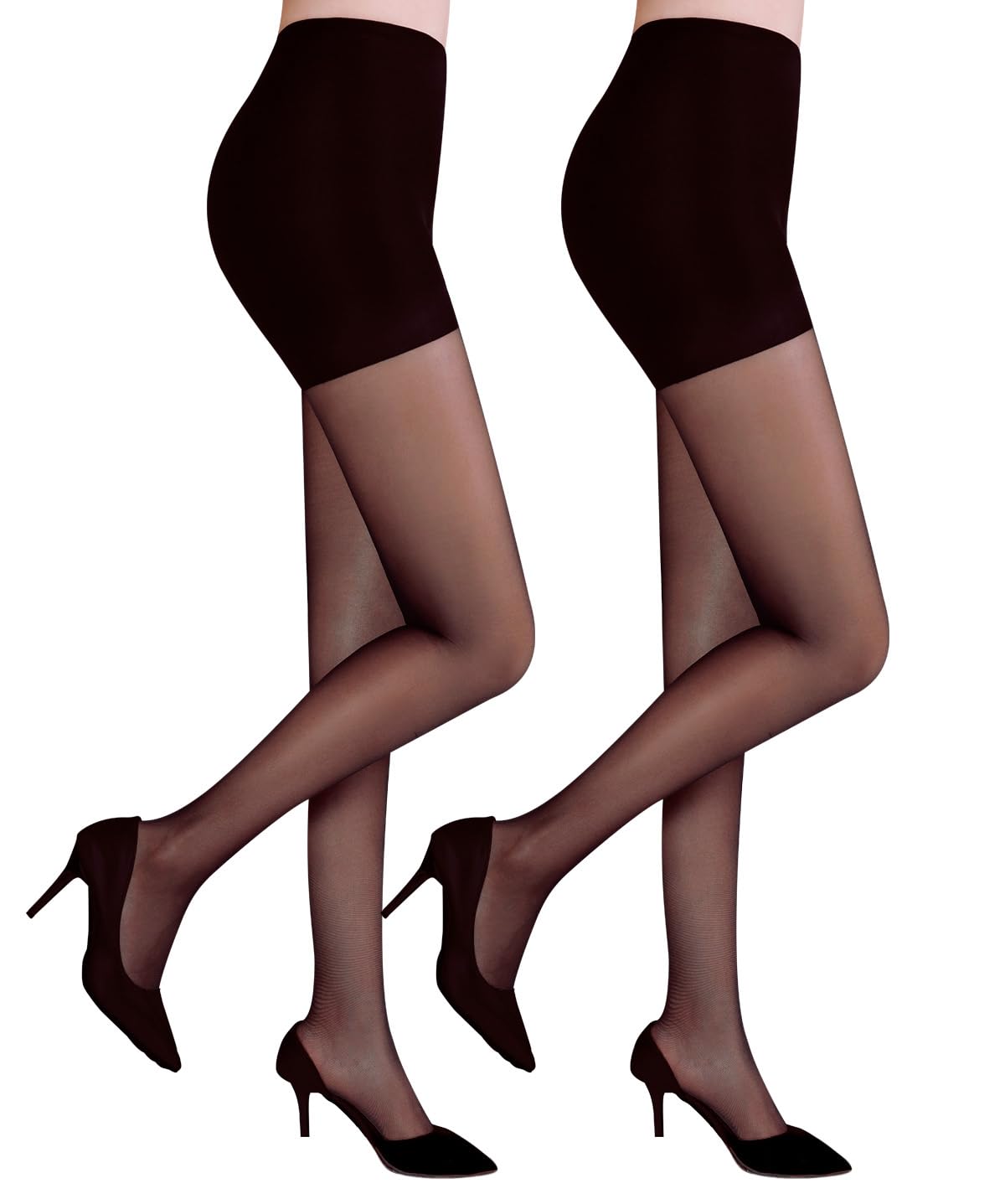 Photo 1 of Citystl 2 Pack Women's Black Tights, 30D Sheer tights Control Top Pantyhose with Reinforced Toes