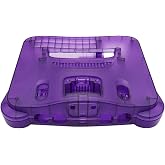 BITFUNX N64 Replacement Shell Upgraded (Tran-Purple) | Transparent Case Protective Housing for N64 Console, Kickstand Cutouts, Scratch &amp; Drop Resistant, NO Sticker