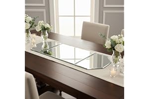 Dandat 36" x 12" Mirror Table Runner 5mm Thick Beveled Irregular Mirror Centerpieces Rectangle Runner Set for Tables Candle Plates Crafts Christmas Decorations Party Wedding Gifts Home Supplies