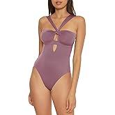 Becca Womens Color Code Convertible Bandeau One Piece Swimsuit, Asymmetrical Straps, Bathing Suits for Women