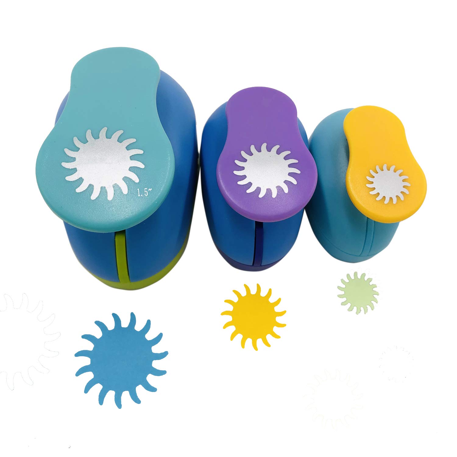 Worldoor 3 Pcs Punch 1.5-Inch 1-Inch 5/8-Inch Paper Punchers Scrapbook Crafts Paper Punch (Sun)