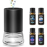 Waterless Essential Oil Diffuser 100ML Large Capacity Battery Operated Cordless Aromatherapy Diffuser with Timing & 3 Mist Levels car Diffuser 7 Colour Led Lights (Black-4)
