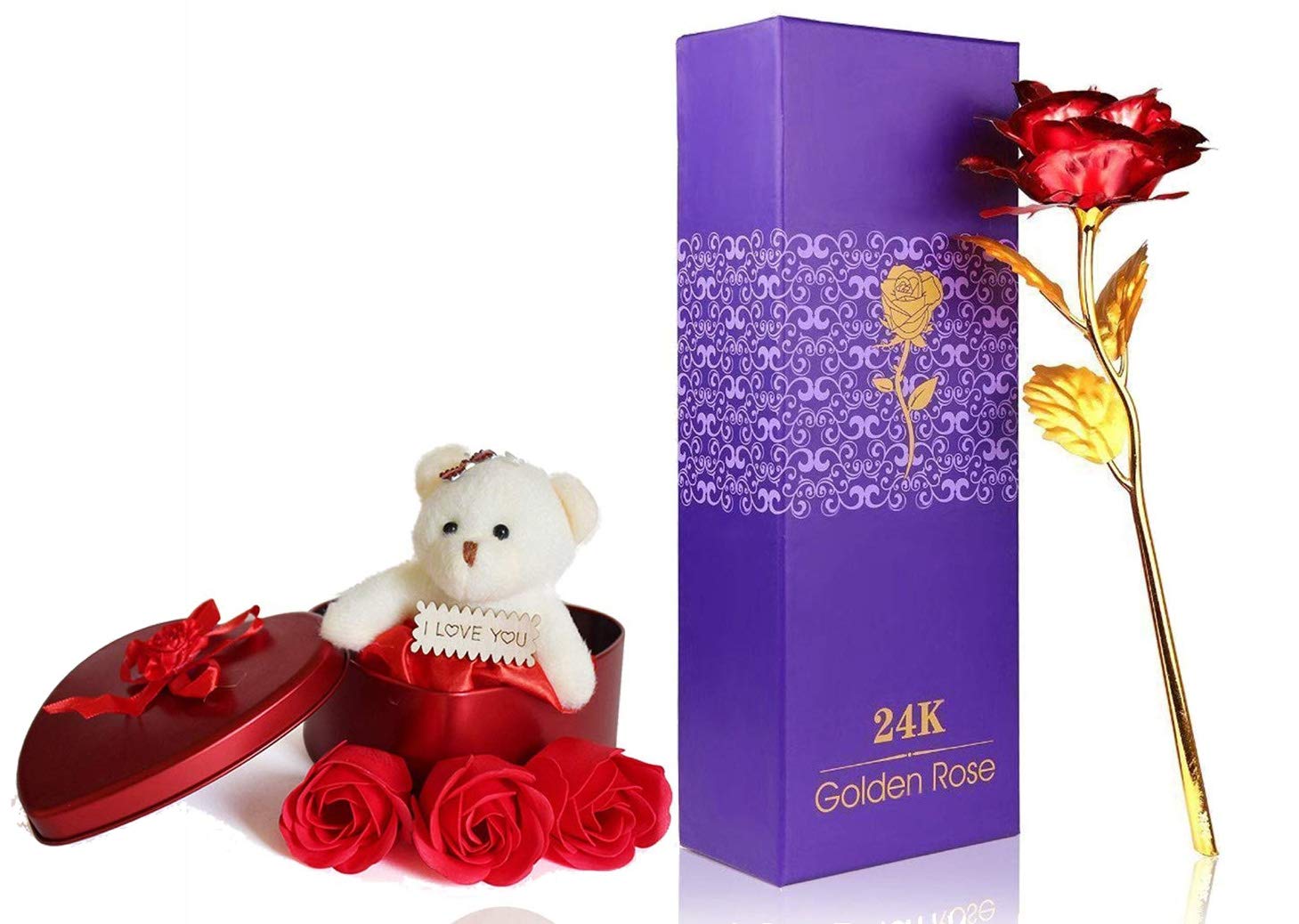 golden rose with teddy