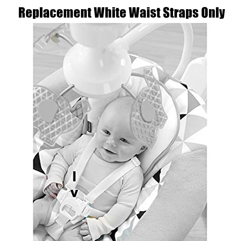 Replacement Parts for Baby Swing - Fisher-Price Revolve Baby Swing FBL70 ~ Set of 2 White Replacement Waist Strap with Male Part of Buckle