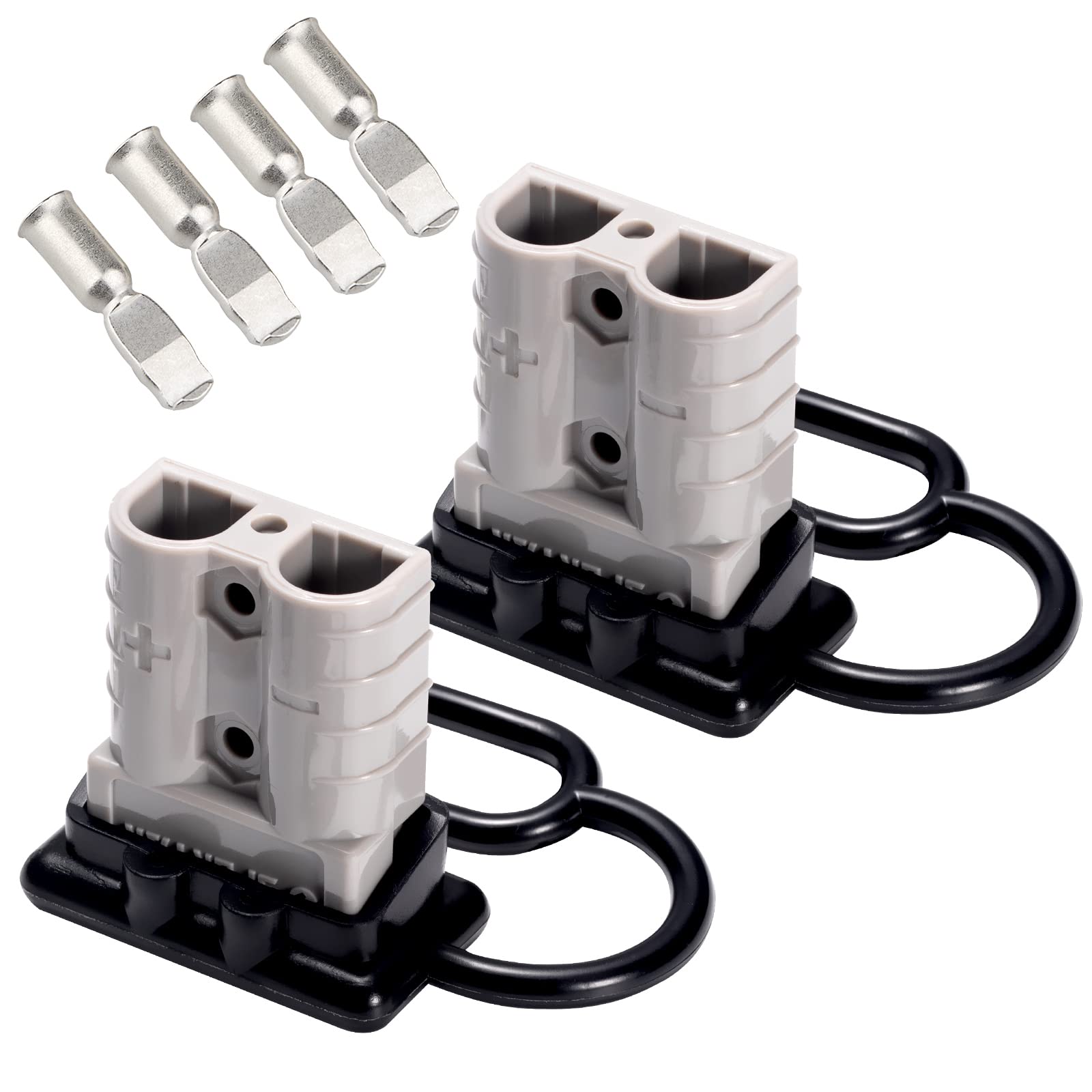 Spurtar 50A 6 AWG Battery Quick Connect/Disconnect (2 Pack), 12-36V Car Quick Connector, Battery Terminal for Car ATV Lifts Motors Trailer Towing Winch Systems – Gray