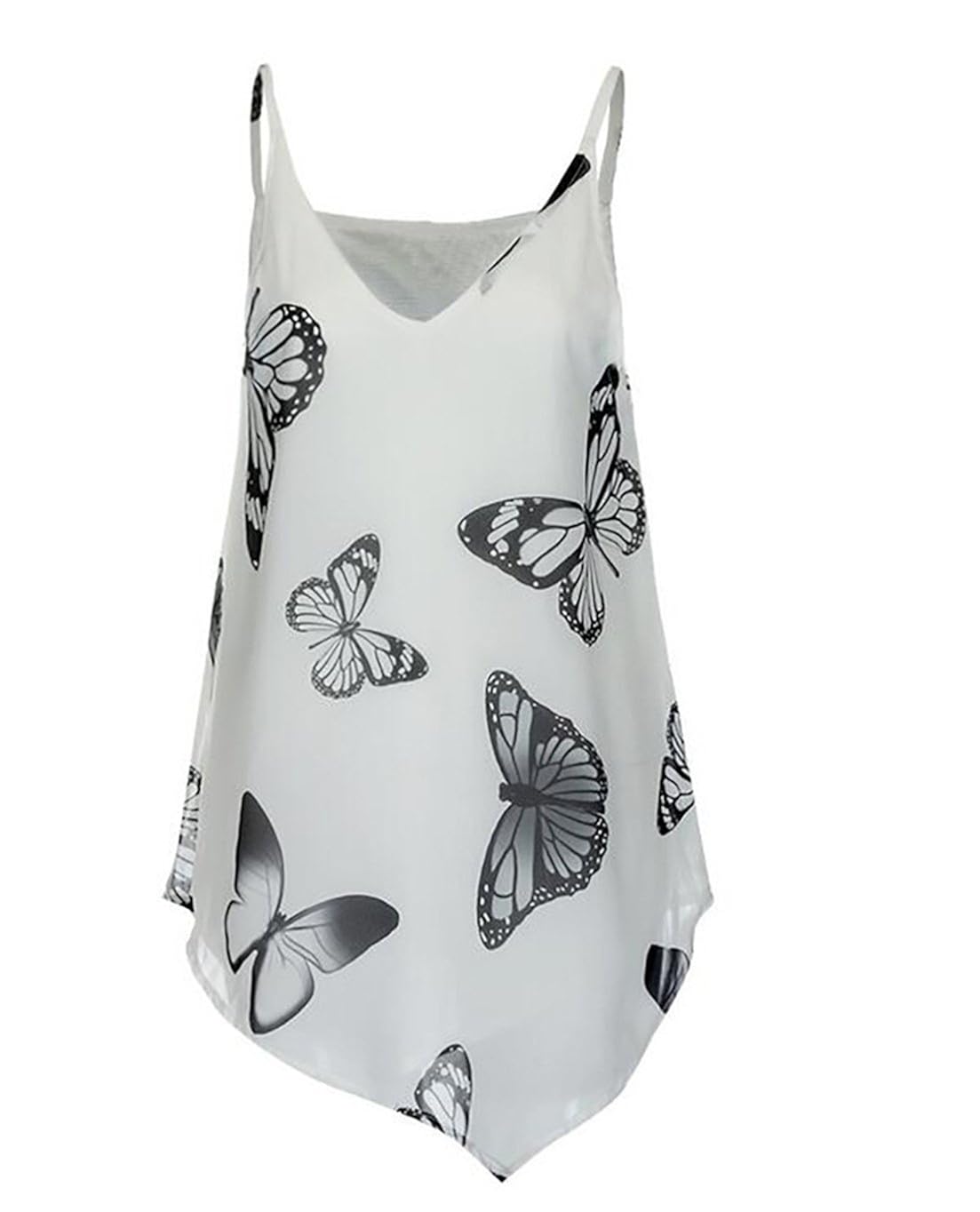 Yuny Women S Loose Sleeveless Butterfly Print Chiffon V Neck Tank