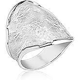 JEAN RACHEL JEWELRY 925 Sterling Silver Ring - Chunky Hammered Dome Ring for Women - Hypoallergenic Lead and Nickel Free - Handcrafted Statement Ring