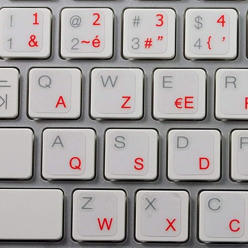 Keyboard With French Lettering French AZERTY Keyboard Labels with RED Lettering ON Transparent ...