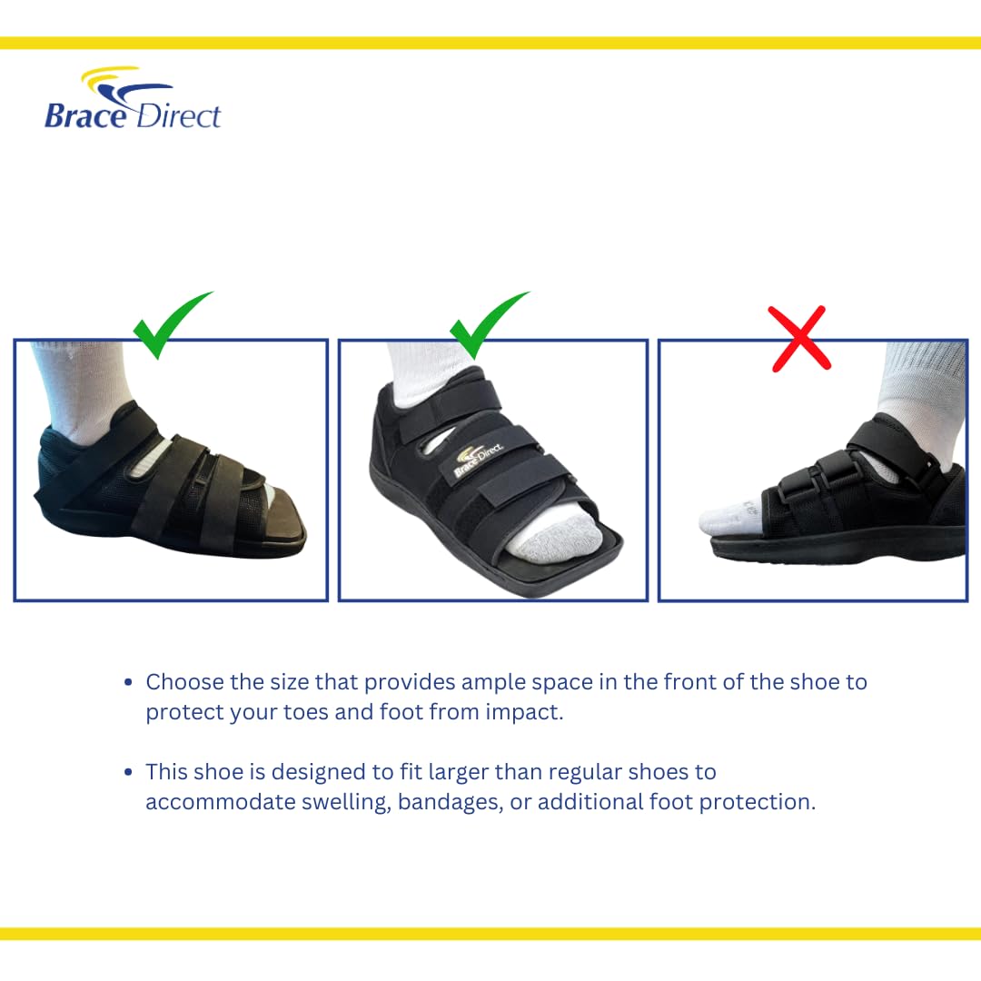 Brace Direct Post-Op Shoe - Adjustable Orthopedic Walking Shoe for Broken Foot & Toe, Stress Fractures, Bunions, Post-Surgery Recovery, Left or Right Foot, Women M (US Shoe Size 7.5-8.5/24.5 cm)