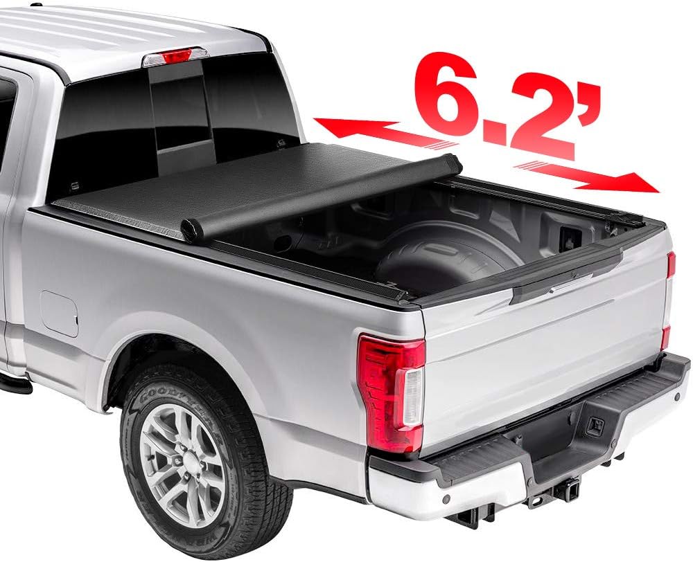 Deebior 6.2' Soft Lock & Roll Up Tonneau Cover Rain Snow